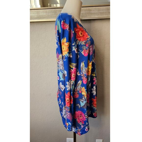 Soft Surroundings Floral Cerulean Paradise‎ Boho Pullover Top Women Size L Blue - Picture 4 of 6